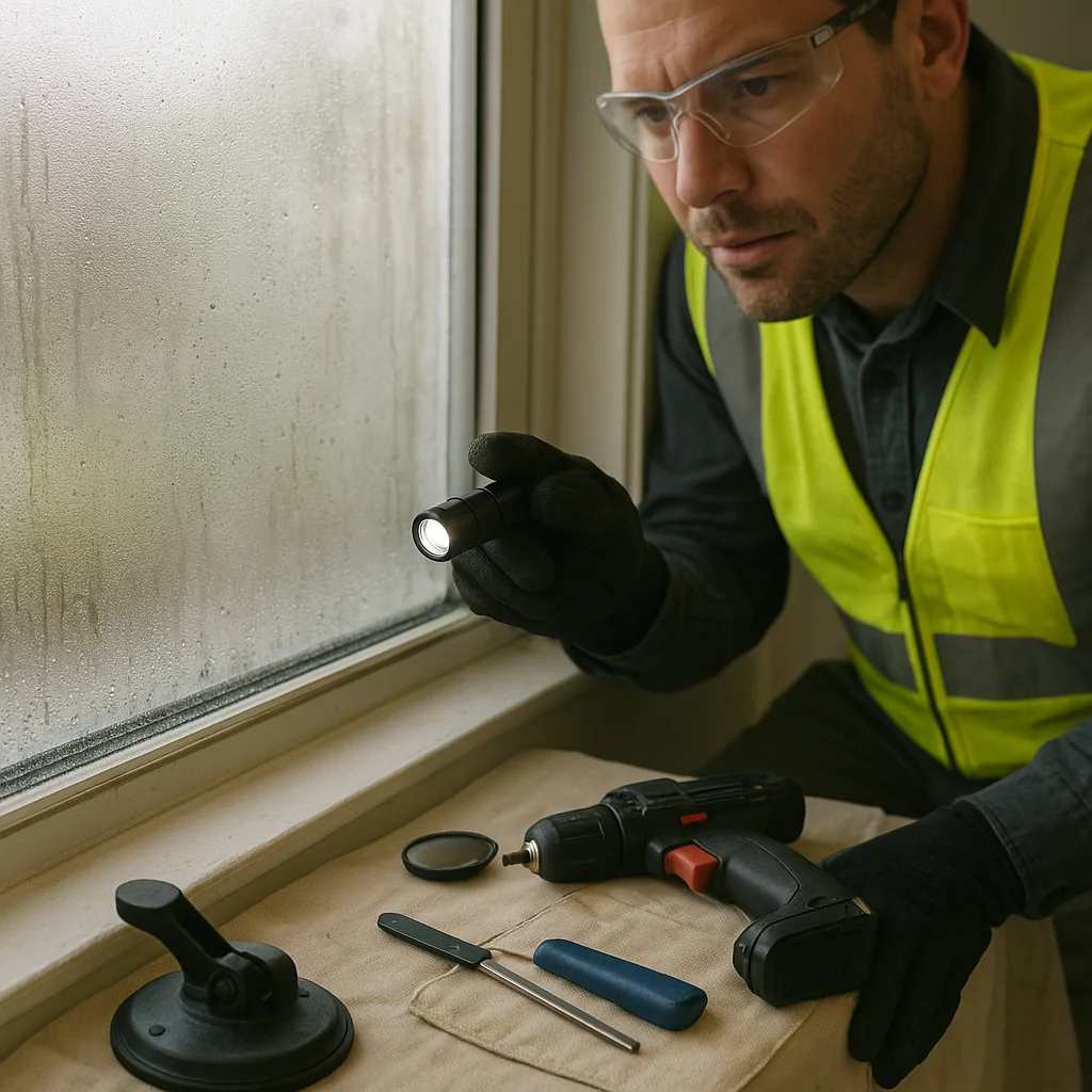 Condensation accumulated between old window panes