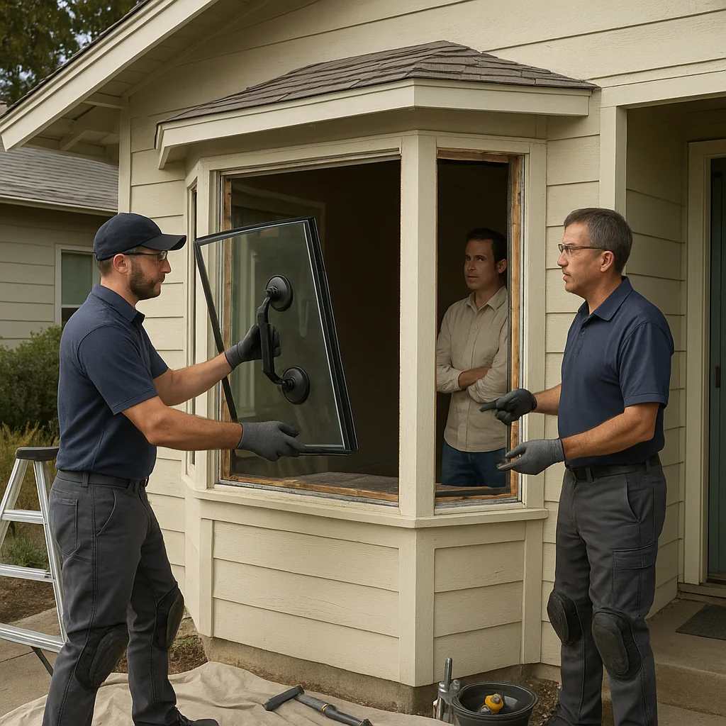 Double-hung window installation demonstrating professional framing technique